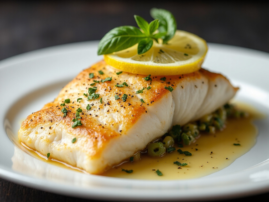 lemon pepper halibut Serving Image