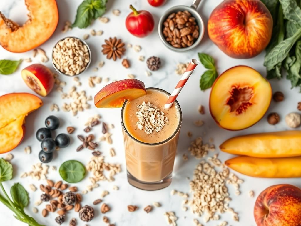 Ingredients for peach oatmeal smoothie